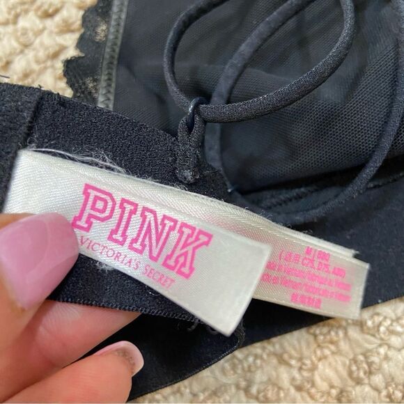 Victoria’s Secret PINK Black Lace Bralette with Multi‎ Strap Back Size Medium - Picture 10 of 12